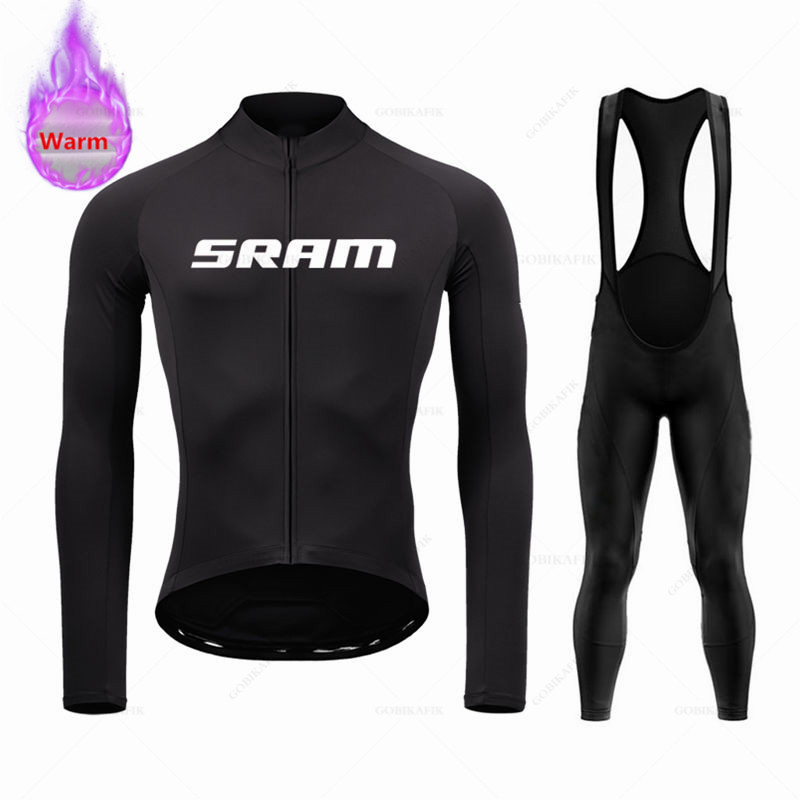 Sram 팀 겨울 긴 소매 열 양털 사이클링 저지 세트 - Cycling Gear Logo 리뷰 및 가격